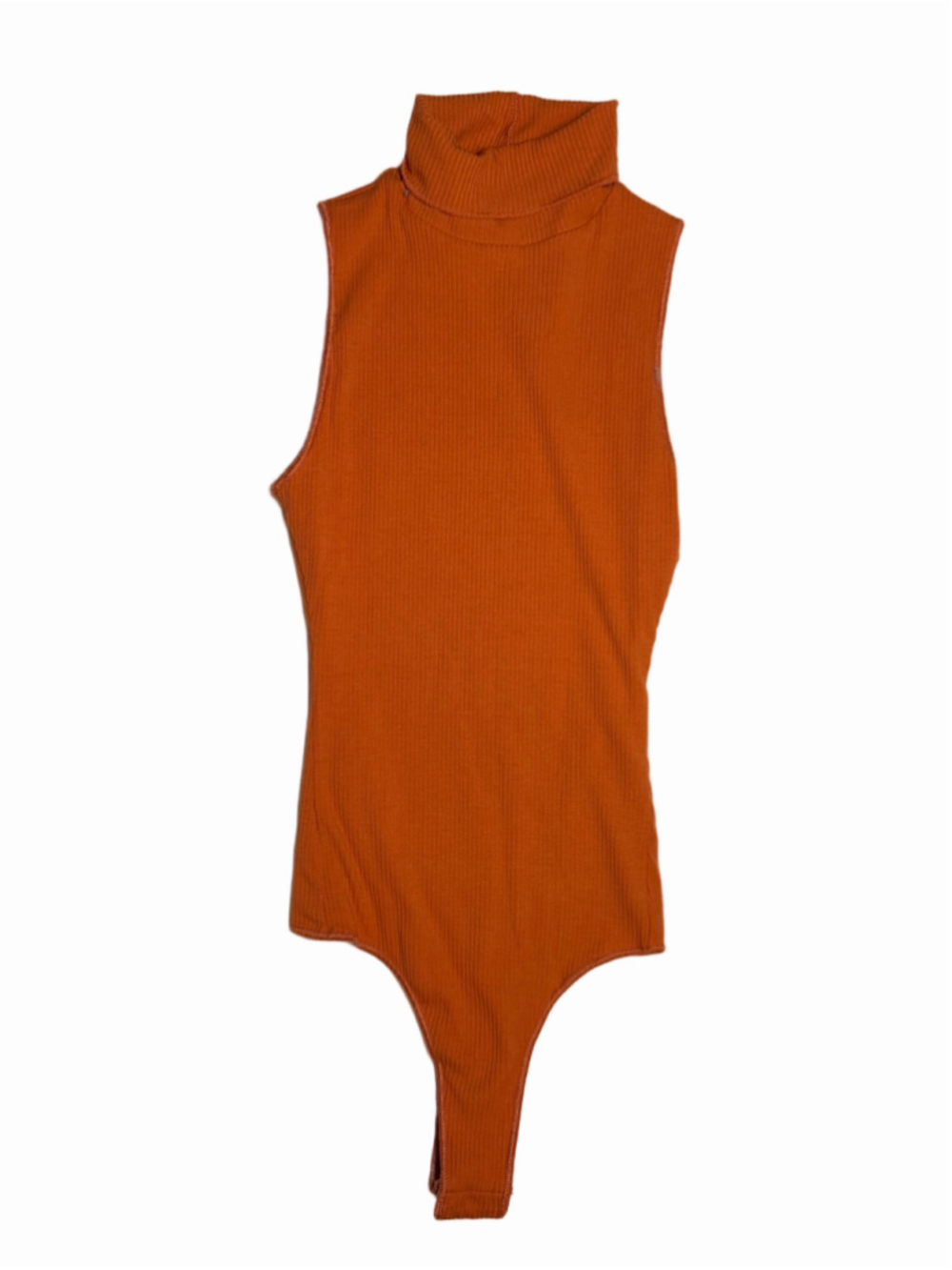 Show Me Your Mumu Orange Ribbed Turtleneck Bodysuit Size XS